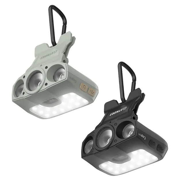 【CLAYMORE】Capon 200H 安全帽夾燈 180度轉軸 投射/散射雙燈型   灰綠/黑 兩色可選(CLP-2000)