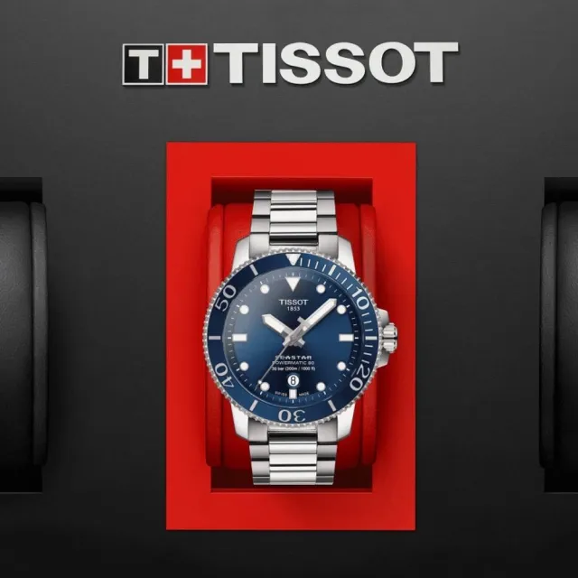 【TISSOT 天梭 官方授權】SEASTAR1000海星系列 300m 潛水機械腕錶 母親節 禮物(T1204071104103)