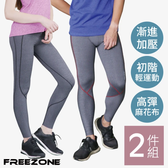 【FREEZONE】瑜珈高彈壓力壓縮褲 2件套組(男女款/支撐加強/輕度包覆/皮拉提斯/快走日常/運動)