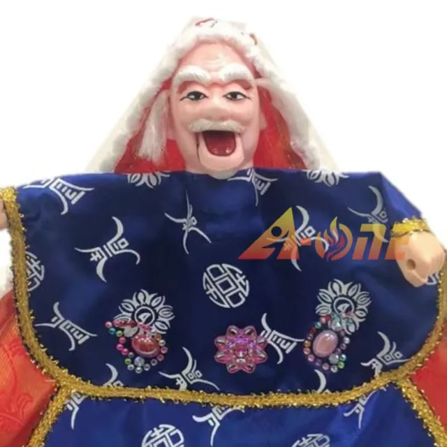 【A-ONE 匯旺】怪老頭 臉會動 披風傳統布袋戲偶 送DIY彩繪流體熊組 流蘇裝飾 國旗刺繡 戲偶架 玩偶手偶
