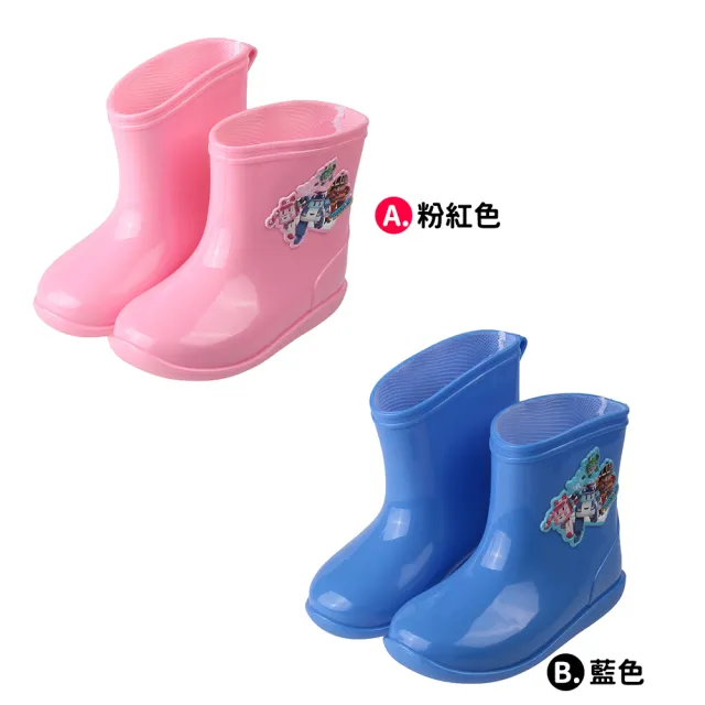 【布布童鞋】POLI波力警車兒童短筒雨鞋(粉紅色/藍色)