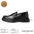【TINO BELLINI 貝里尼】男款 義大利進口牛皮輕量厚底樂福鞋HM2O021(黑)