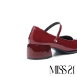 【MISS 21】前衛懷舊風釦環兩穿繫帶漆皮瑪莉珍高跟鞋(紅)