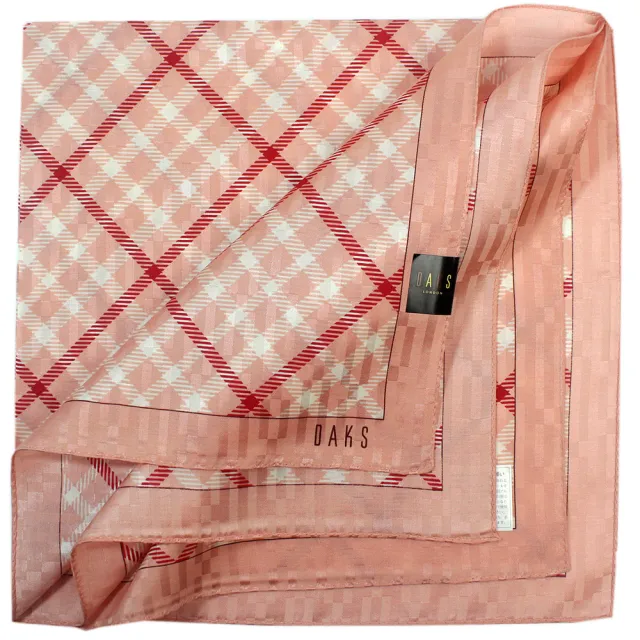 【DAKS】新款斜格紋絲絹大款帕領巾(粉色)
