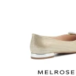 【MELROSE】美樂斯 璀璨時髦晶鑽方釦羊麂皮尖頭低跟鞋(金)