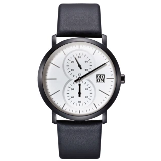 【ZOOM】iF 設計獎 - MUSE 7100 特殊讀時真皮手錶-純淨白(ZM7100)