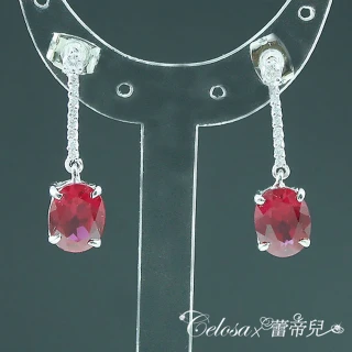 【Celosa珠寶】-優雅紅寶耳環