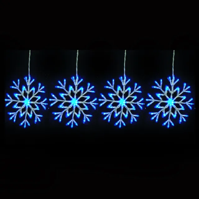 【聖誕裝飾特賣】聖誕燈裝飾燈LED燈四雪花片造型燈-192燈-藍白光(附控制器跳機)