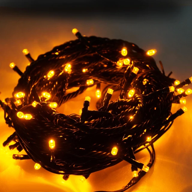 【聖誕裝飾特賣】100燈LED燈串聖誕燈-黃光黑線(附控制器跳機 高亮度又省電)