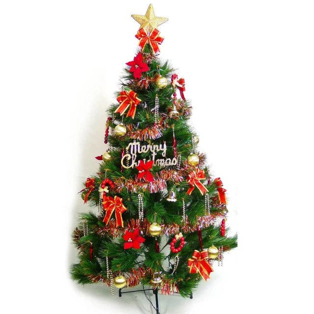 【摩達客】台灣製-8尺/8呎-240cm特級綠松針葉聖誕樹(含紅金色系配件組/不含燈/本島免運費)