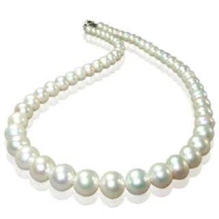 【小樂珠寶】白色限量款3AAA最高等級天然珍珠項鍊7-7.5mm(銷售上千條珠子大小最適合各年齡層很實搭百搭)