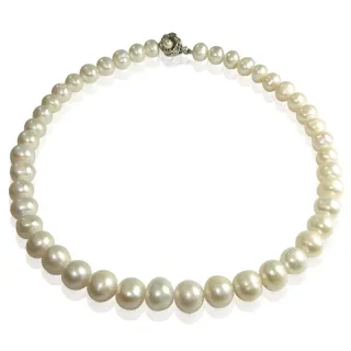 【小樂珠寶】大顆最超值8mm天然珍珠串項鍊(經典白色珠圓大皮光漂亮如鏡面)