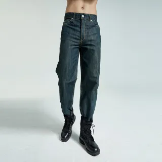 【BOBSON】男款小尻革命大直筒牛仔褲(深藍77)