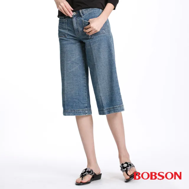 【BOBSON】女款低腰粗結紗七分褲(112-58)