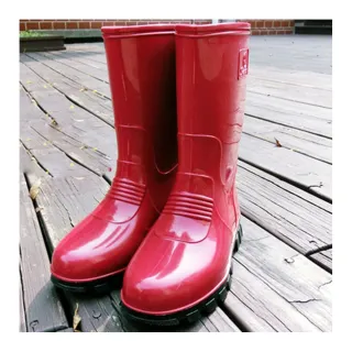 【Sanho 三和牌】MIT典雅半筒雨靴/雨靴 休閒防水鞋(紅色/台灣製造 現貨)