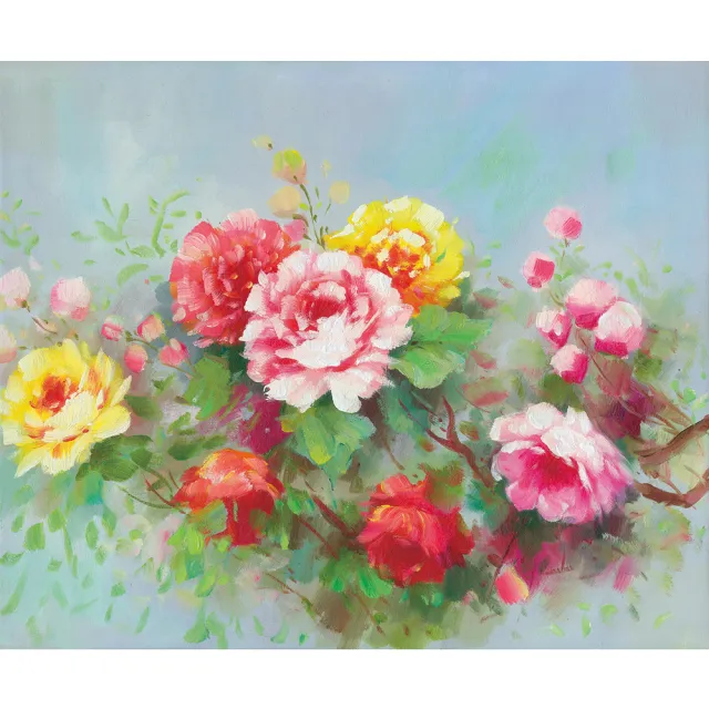 【開運陶源】花開富貴 牡丹畫 牡丹圖(60x52cm)