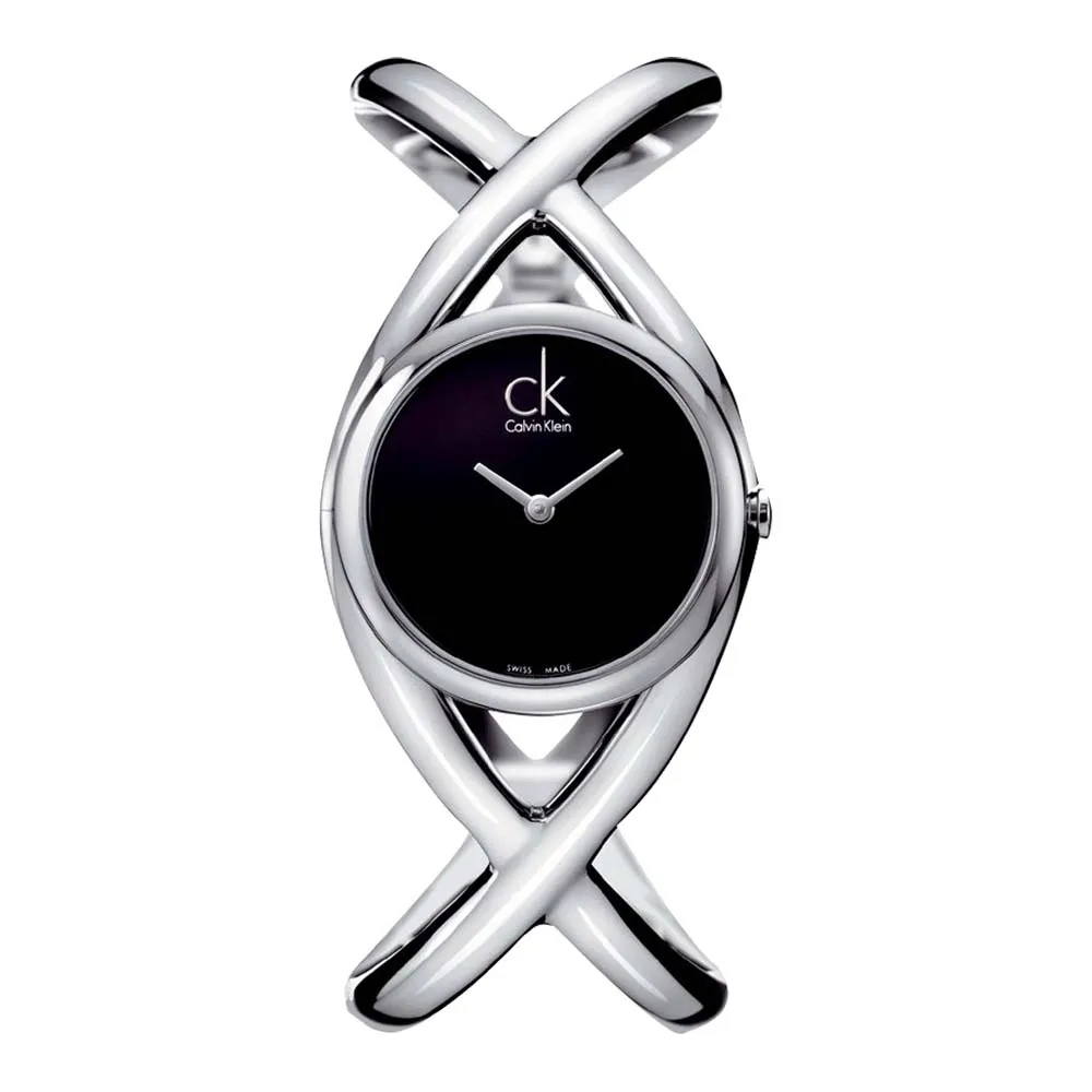 【瑞士 CK手錶 Calvin Klein】交叉造型手鐲式女錶(K2L23102/K2L24102)