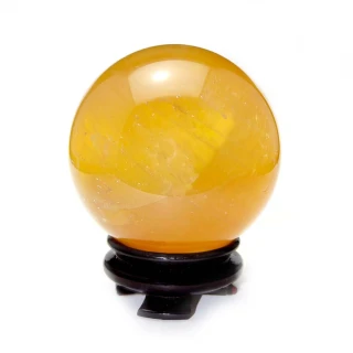 【SUMMER寶石】有球必應-天然頂級清透黃冰晶球/黃冰洲球60mm以上(隨機出貨)