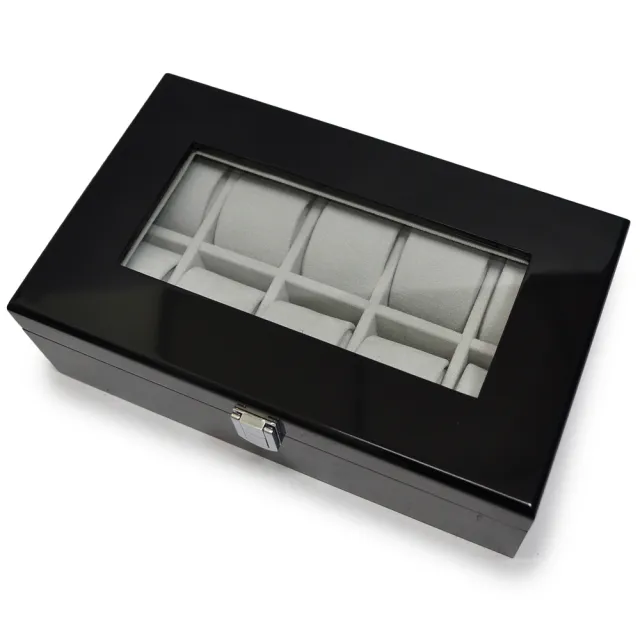 【WISH】手錶收藏盒 - 鋼琴烤漆方型10只裝(JW-49)