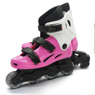 【D.L.D 多輪多】高塑鋼底座 專業直排輪 溜冰鞋(粉紅白 -- 530)