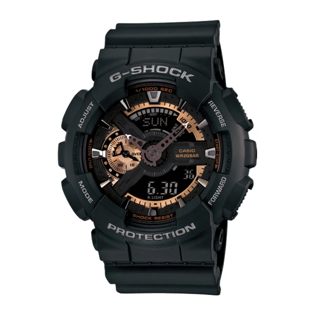 【CASIO 卡西歐 G-SHOCK 系列】大錶面-多層次錶盤機械風(GA-110RG 黑)