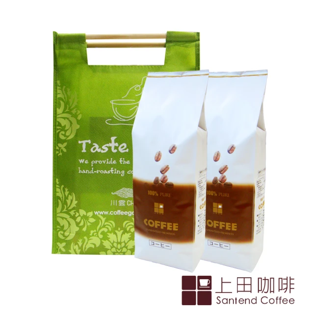 【上田】藍山咖啡1磅&曼特寧咖啡1磅(附提袋)