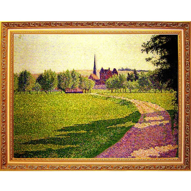 【開運陶源】Lucien Pissarro路西安畢沙羅.厄哈格尼教堂(大幅 93x73cm)