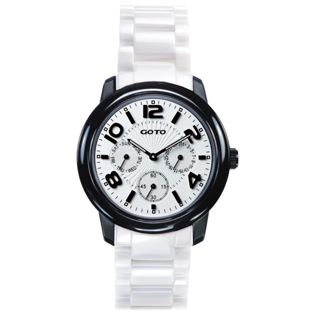 【GOTO】躍色純粹時尚陶瓷手錶-IP黑x黑刻度(GC6106M-32-231)