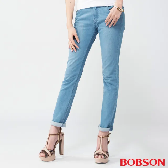 【BOBSON】女款膠原蛋白小直筒褲(8080-58)