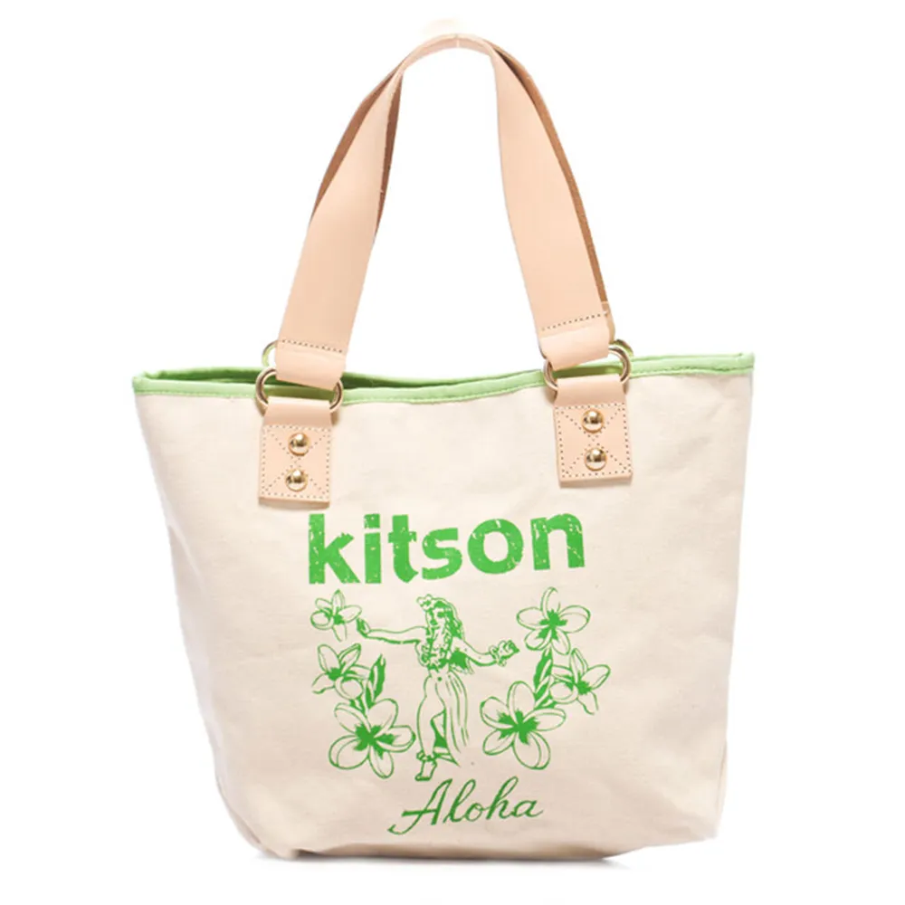 【Kitson】夏威夷風真皮背帶托特包M(GREEN)