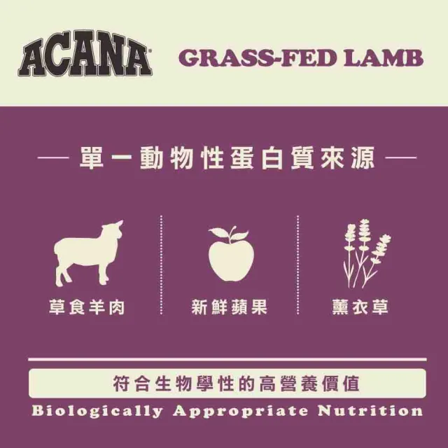 【ACANA】單一蛋白低敏無穀配方 美膚羊肉+蘋果6公斤(狗糧、狗飼料、狗乾糧)