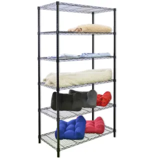 【居家cheaper】黑金剛 91X46X180CM六層置物架-鎖管(時尚黑)