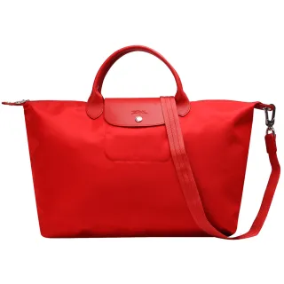 【LONGCHAMP】Le Pliage Neo系列尼龍短把兩用水餃包(大-番茄紅1630578-642)