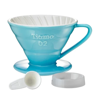 【Tiamo】V02陶瓷雙色咖啡濾器組-螺旋款(HG5544)