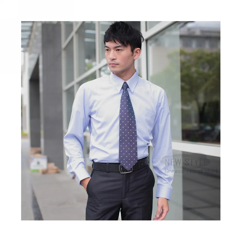【JIA HUEI】長袖柔挺領 CoolBest II 修身剪裁涼感防皺襯衫 台灣製造(藍色)