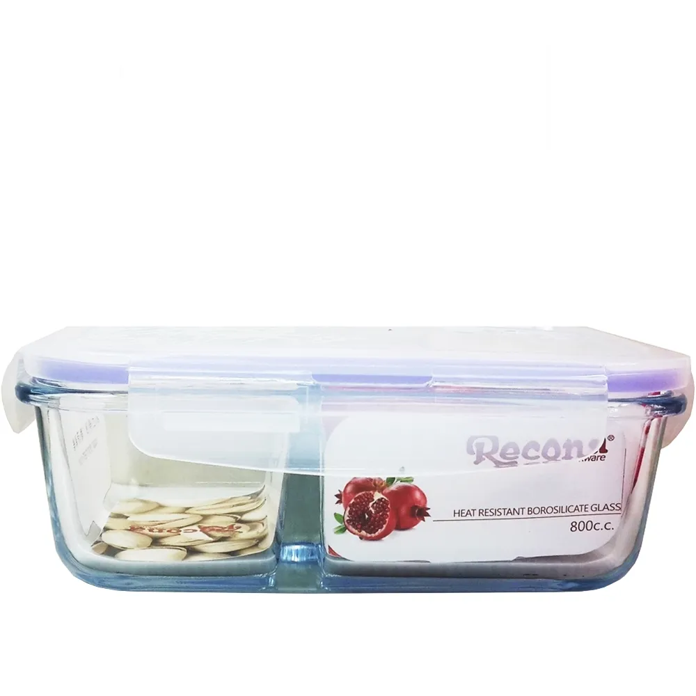 【Recona耐熱玻璃2】840ml保鮮盒x1附 贈餐袋x1- 隨機 保鮮盒/便當盒(2入隨機出貨)