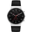 【SKAGEN】Ancher 簡約輕薄三環顯示皮革腕錶-黑色 40mm(SKW6100)