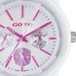 【GOTO】亮彩活力三眼陶瓷手錶-白x桃(GC1360B-22-2F1)