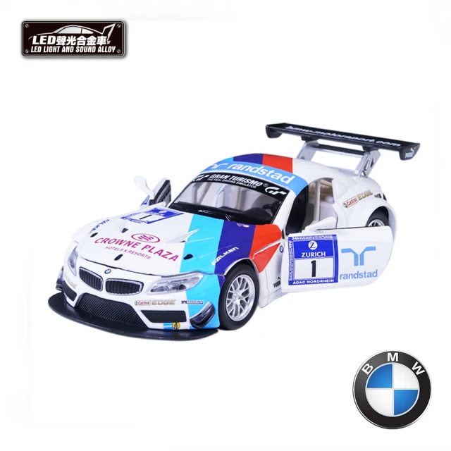KIDMATEKIDMATE 1:32彩繪聲光合金車 BMW Z4 GT3(正版授權 迴力車模型玩具車 賽車限定彩繪)