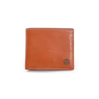 【ZODENCE】MAN 義大利植鞣革系列原色透明窗兩折短夾(駝)