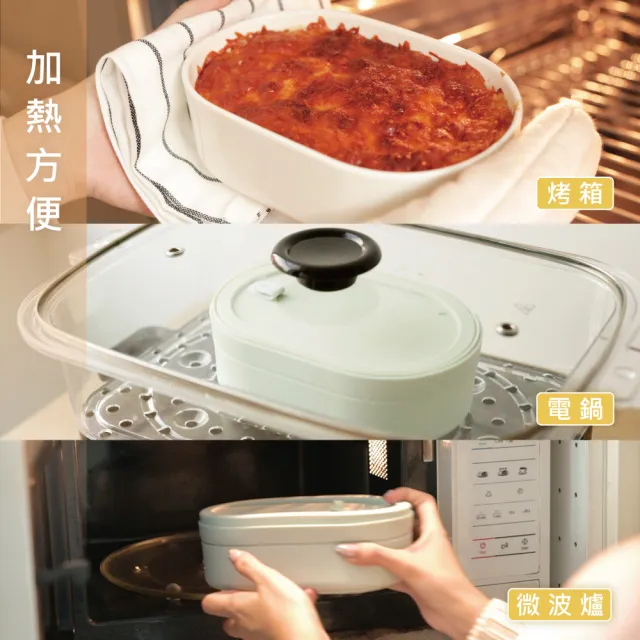 【SWANZ 天鵝瓷】芯動陶瓷便當盒PLUS 650ml 含分層隔盤(共8色)