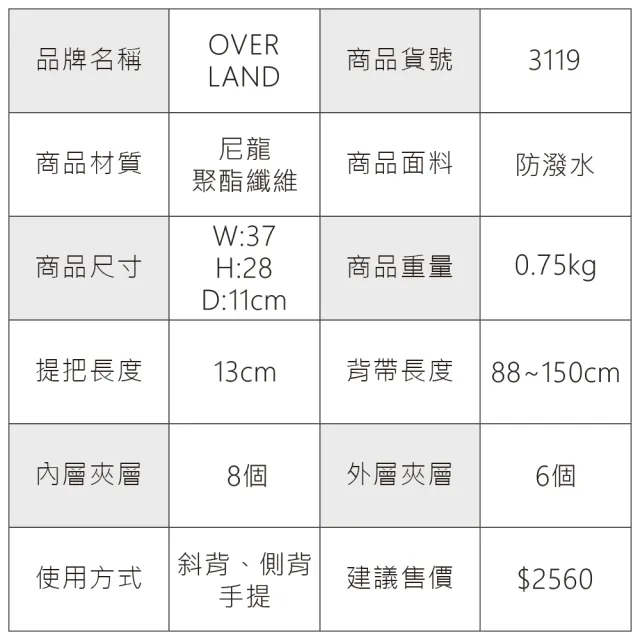 【OverLand】美式十字軍 - 素面造型公事包/電腦包/手提包(3119)