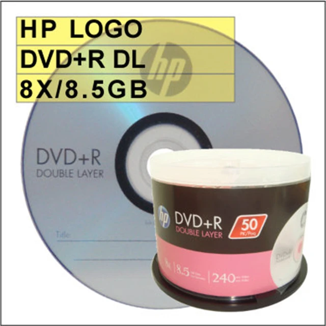 HP 惠普 HP LOGO DVD+R DL 8X / 8.5GB 空白燒錄片 可超燒至8.7GB(300片)