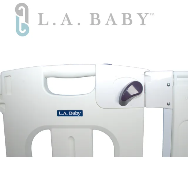 【美國 L.A. Baby】雙向安全門欄/圍欄/柵欄純白/米黃色(贈兩片延伸件/純白色)