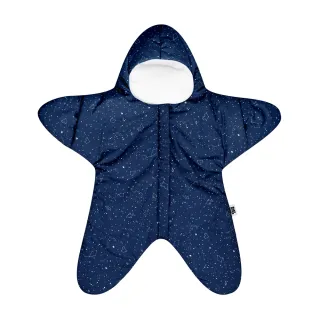 【BabyBites 鯊魚咬一口】西班牙設計 100% 純棉手工嬰兒睡袋 防踢被 包巾 星空海星 午夜藍(標準版)