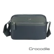 【Crocodile】Crocodile 鱷魚皮件 防潑水 橫式斜背包（L） 0104-08004-黑藍二色(Wind 2.0 布配皮系列)