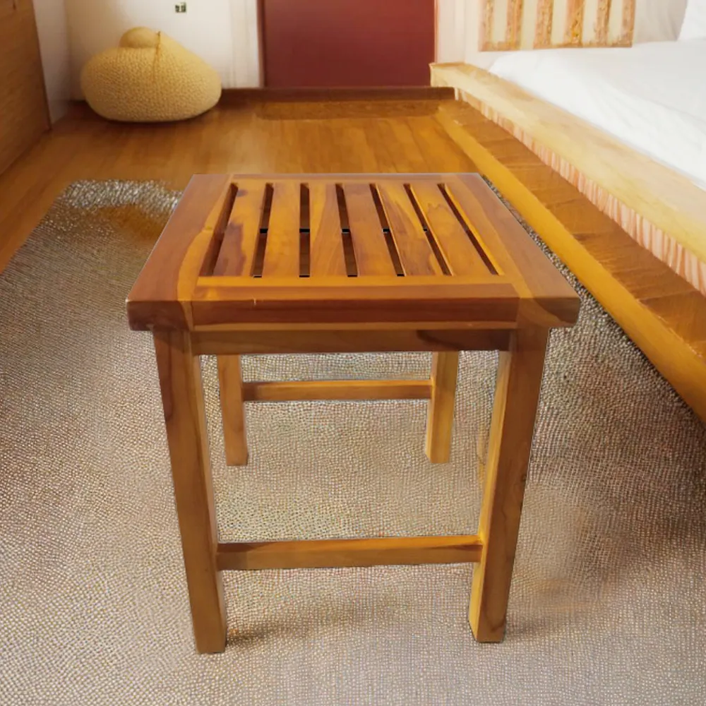 【吉迪市柚木家具】簡約柚木方形椅凳 HY031A(置物架 板凳 洗澡椅 實木 小椅子)
