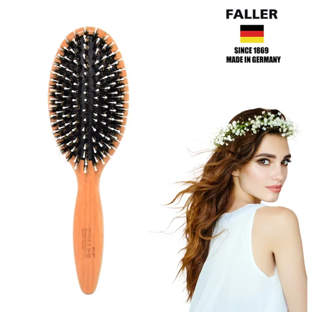 【FALLER 芙樂】德國製FSC櫸木橢圓黑豚鬃柔珠氣墊梳(氣墊梳/梳頭按摩美容/10週年慶)（其他規格）