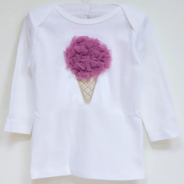 【美國 Chic Baby Rose】手工雪紡純棉上衣_冰淇淋款(長袖 /  灰玫瑰)
