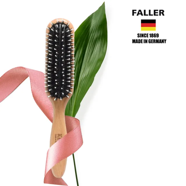 【FALLER 芙樂】德國製FSC櫸木長型黑豚鬃柔珠氣墊梳(氣墊梳/梳頭按摩美容/雙11)